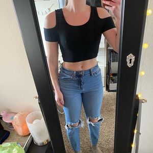 Fashion Nova, cut out, black crop top. Size US S
